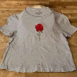 Hollister Baby Tee Blue/White striped Size S